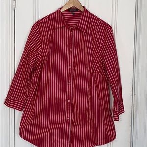 Lauren Ralph Lauren Red & Wht button blouse 2X
